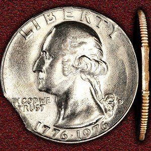 1776-1976-D Bicentennial Quarter Clipped Planchet